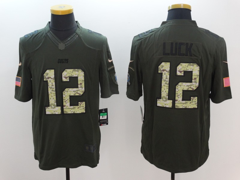 Men's Indianapolis Colts Andrew Luck #12 Army Green Jersey